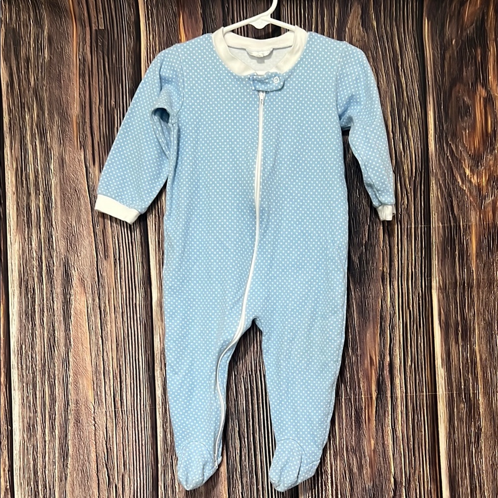 Blue Polka Dot Baby Sleeper- Size 2